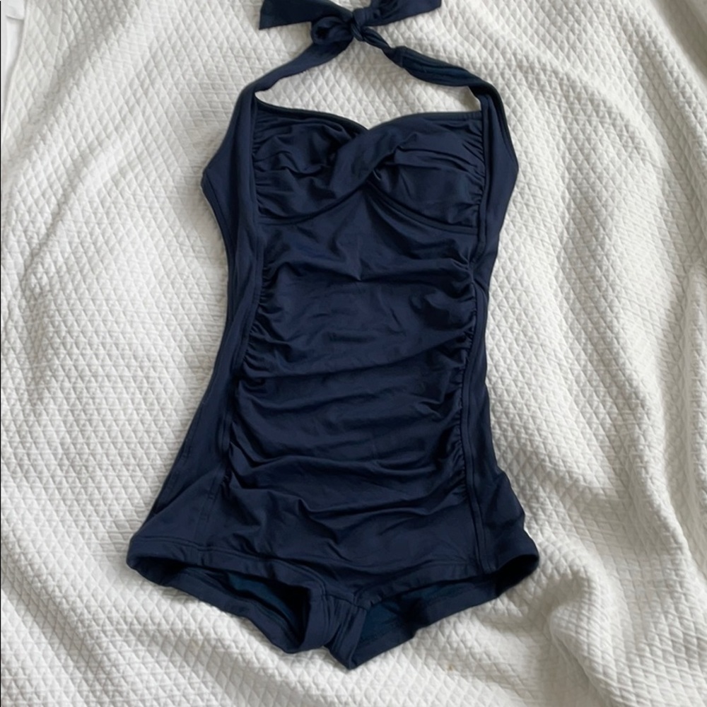 Anthropologie Seafolly Boyleg Swimsuit Navy